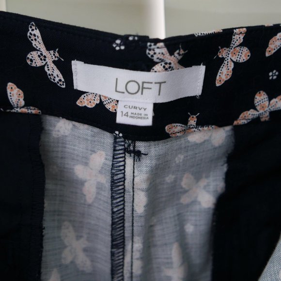 LOFT Curvy Riviera Shorts Dark Navy Bee Print New Never Worn Sz 14 - Picture 6 of 6